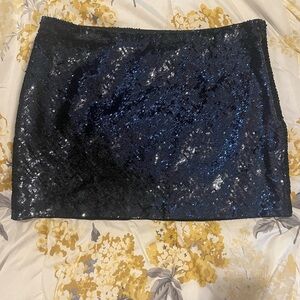 Haute Hippie Midnight Blue Sequin Mini Skirt